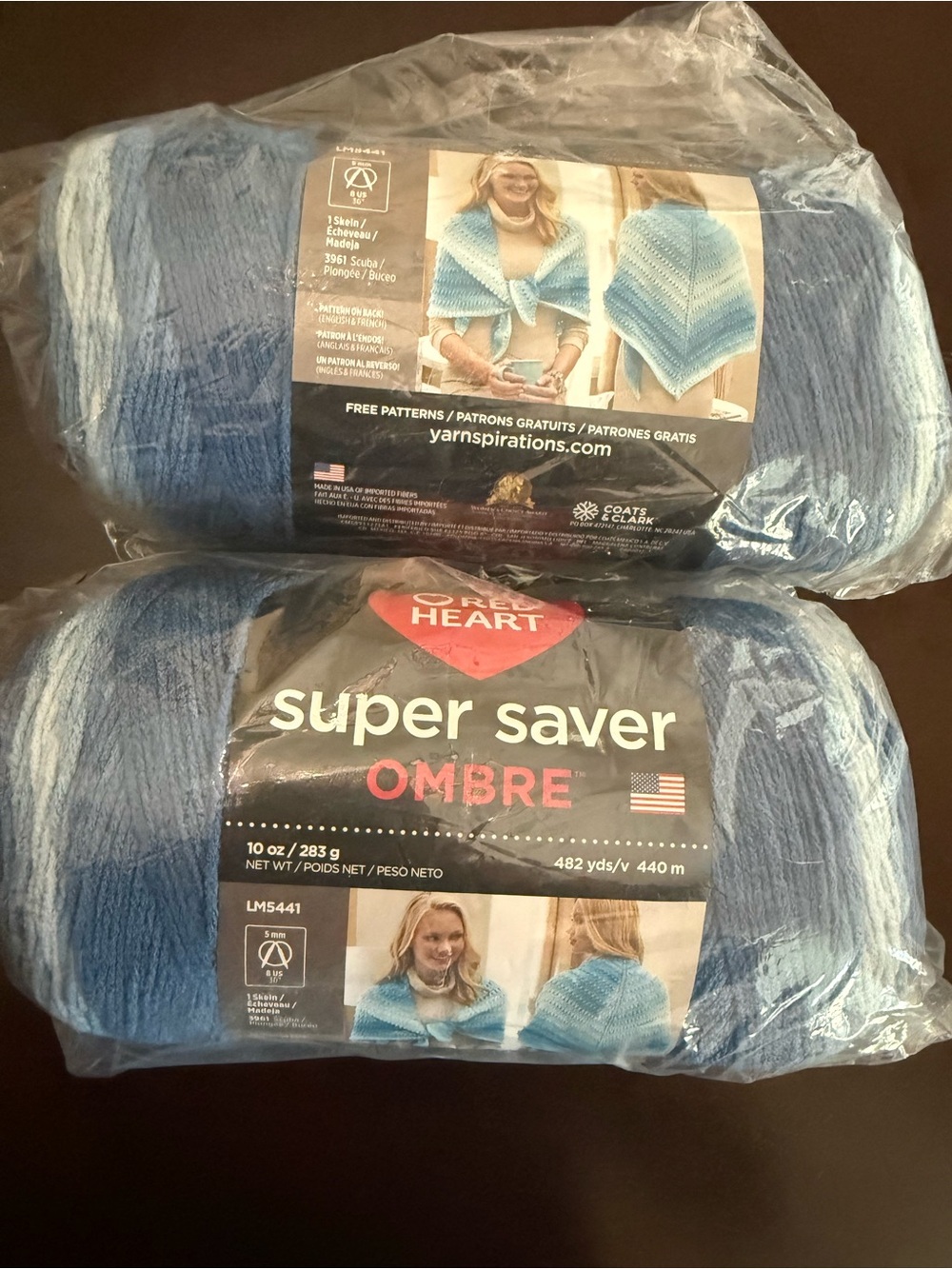 Red Heart Super Saver Ombre Yarn - True Blue Ombre